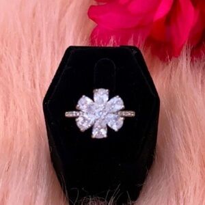 Flower Accent Ring With Micro Pave Setting Sz 7 NEW!